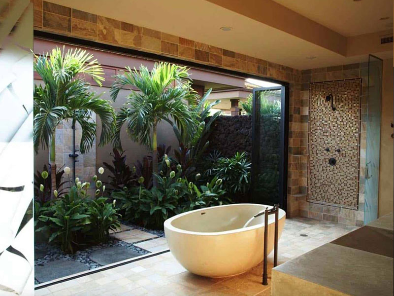 Bathroom interior designs with garden theme by Homzelite