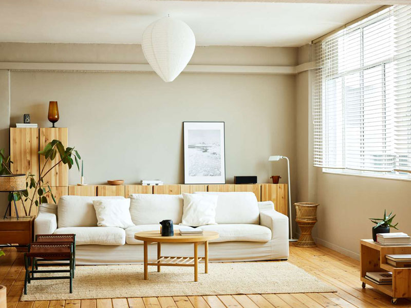 Living area interior design with pastel paradise by Homzelite.