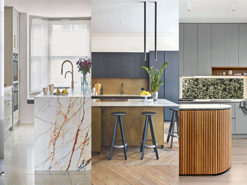 Homzelite modular kitchen design with island.