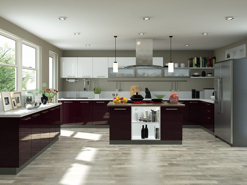 Imperial Blue U-shaped modular kitchen design.